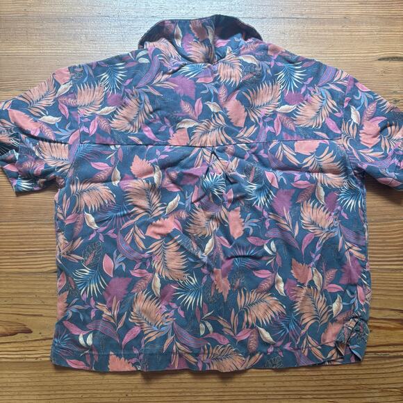 Nicole Miller orange red tropical short sleeve lyocell shirt SIZE S - Picture 4 of 4